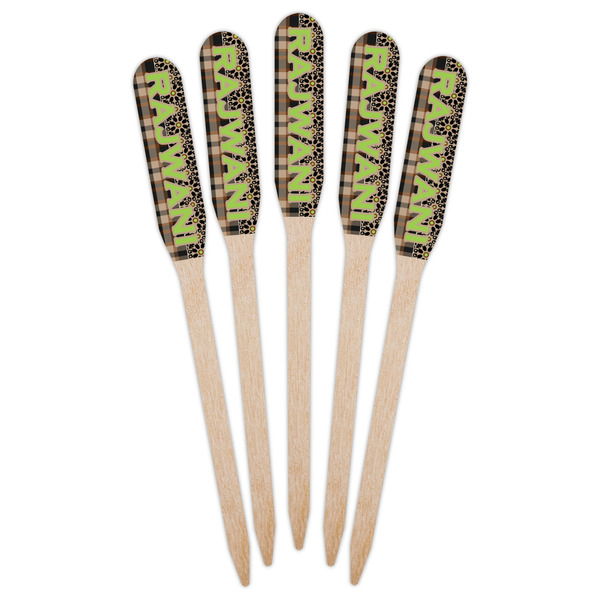 Moroccan Mosaic & Plaid Wooden Food Pick - Paddle - Fan View