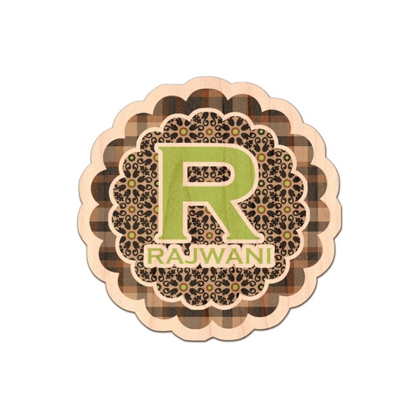 Custom Moroccan Mosaic & Plaid Genuine Maple or Cherry Wood Sticker (Personalized)