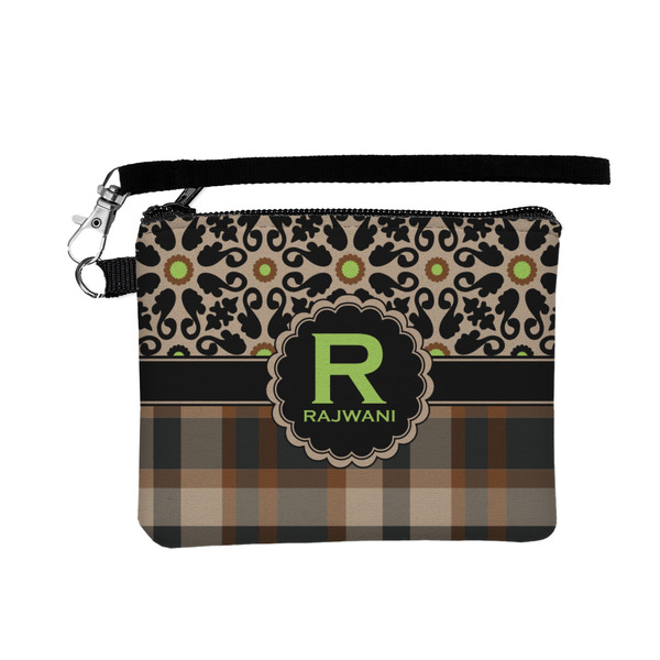 Custom Moroccan Mosaic & Plaid Wristlet ID Case w/ Name and Initial