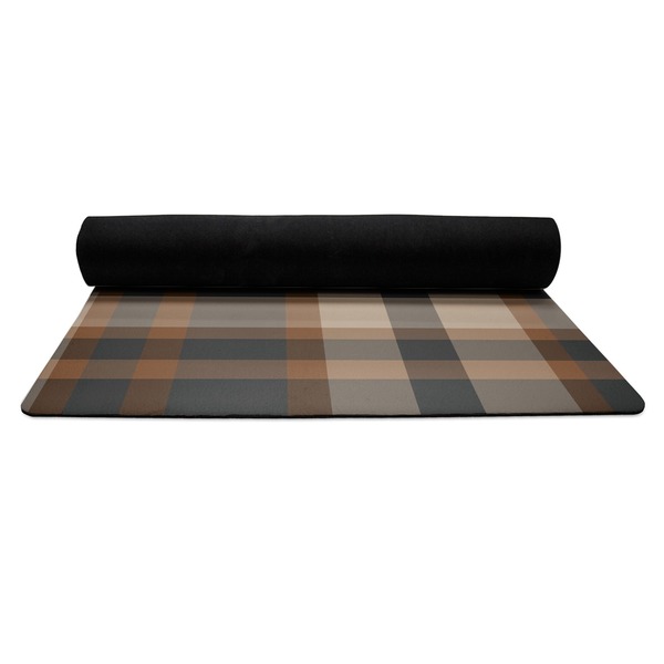 Moroccan Mosaic & Plaid Yoga Mat Rolled up Black Rubber Backing