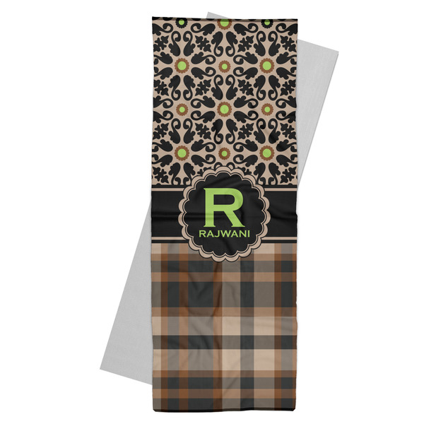 Custom Moroccan Mosaic & Plaid Yoga Mat Towel (Personalized)
