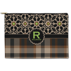 Moroccan Mosaic & Plaid Zipper Pouch - Large - 12.5"x8.5" (Personalized)