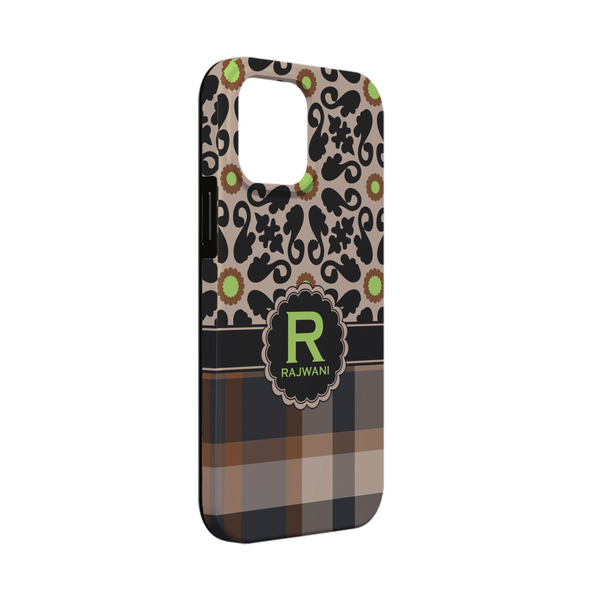 Custom Moroccan Mosaic & Plaid iPhone Case - Rubber Lined - iPhone 13 Mini (Personalized)