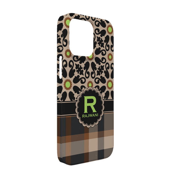 Custom Moroccan Mosaic & Plaid iPhone Case - Plastic - iPhone 13 Pro (Personalized)