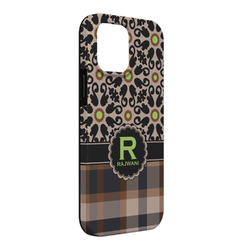 Moroccan Mosaic & Plaid iPhone Case - Rubber Lined - iPhone 13 Pro Max (Personalized)