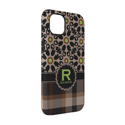 Moroccan Mosaic & Plaid iPhone Case - Rubber Lined - iPhone 14 Pro (Personalized)