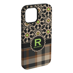 Moroccan Mosaic & Plaid iPhone Case - Rubber Lined - iPhone 15 Plus (Personalized)