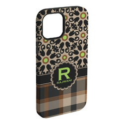 Moroccan Mosaic & Plaid iPhone Case - Rubber Lined (Personalized)