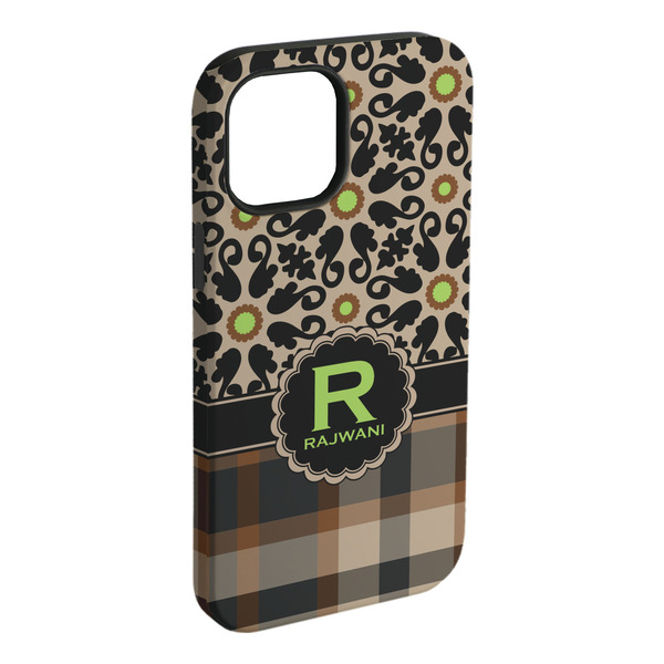 Custom Moroccan Mosaic & Plaid iPhone Case - Rubber Lined (Personalized)