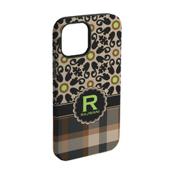 Moroccan Mosaic & Plaid iPhone Case - Rubber Lined - iPhone 15 Pro (Personalized)