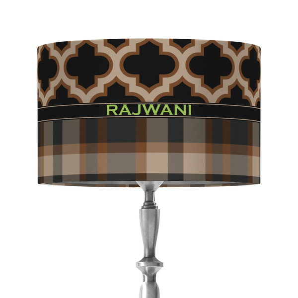 Custom Moroccan & Plaid 12" Drum Lamp Shade - Fabric (Personalized)