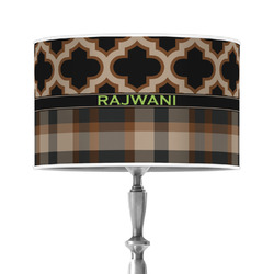 Moroccan & Plaid 12" Drum Lamp Shade - Poly-film (Personalized)