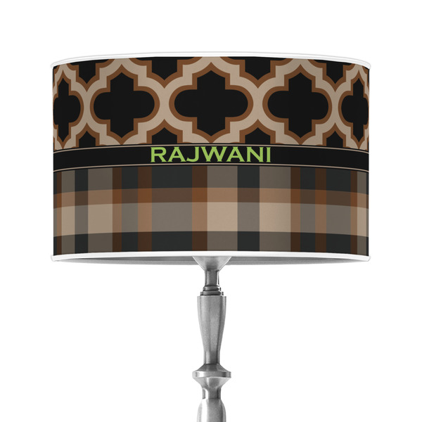 Custom Moroccan & Plaid 12" Drum Lamp Shade - Poly-film (Personalized)