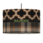 Moroccan & Plaid 12" Drum Pendant Lamp - Fabric (Personalized)