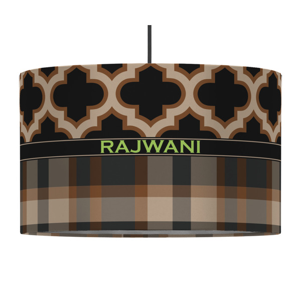 Moroccan & Plaid 12" Drum Lampshade - PENDANT (Fabric)