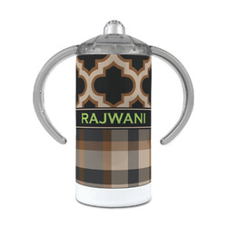 Moroccan & Plaid 12 oz Stainless Steel Sippy Cup (Personalized)