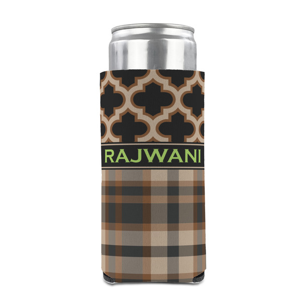 Moroccan & Plaid 12oz Tall Can Sleeve - FRONT (on can)