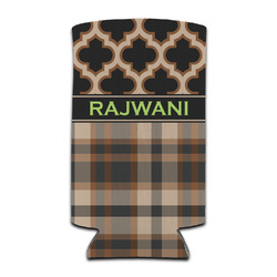 Moroccan & Plaid Can Cooler (tall 12 oz) (Personalized)