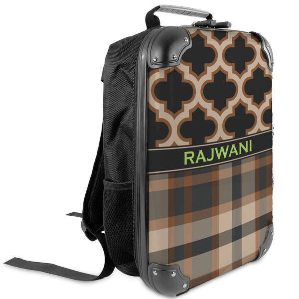 Custom Moroccan & Plaid Kids Hard Shell Backpack (Personalized)