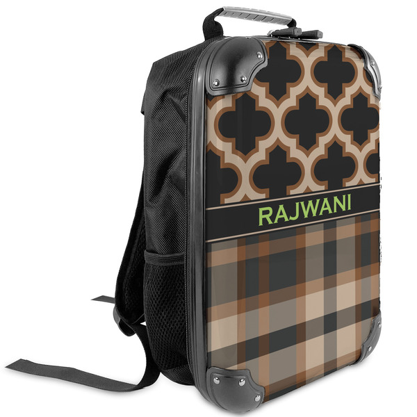 Custom Moroccan & Plaid Kids Hard Shell Backpack (Personalized)