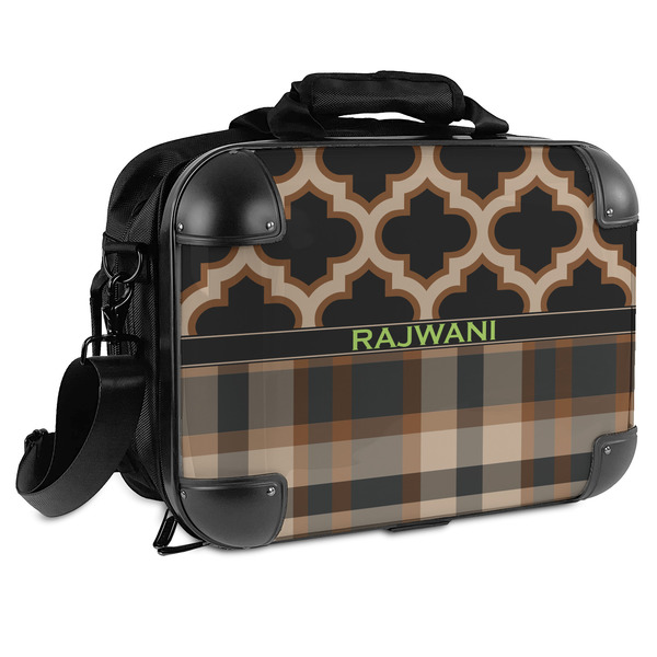 Custom Moroccan & Plaid Hard Shell Briefcase (Personalized)