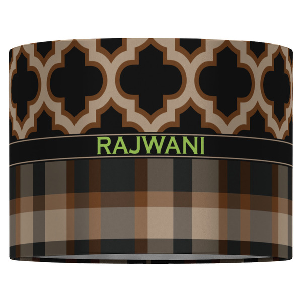 Moroccan & Plaid 16" Drum Lampshade - FRONT (Fabric)