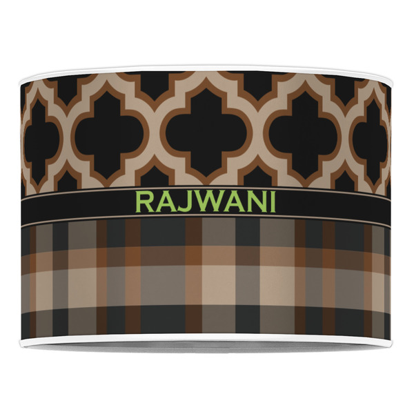 Moroccan & Plaid 16" Drum Lampshade - FRONT (Poly Film)