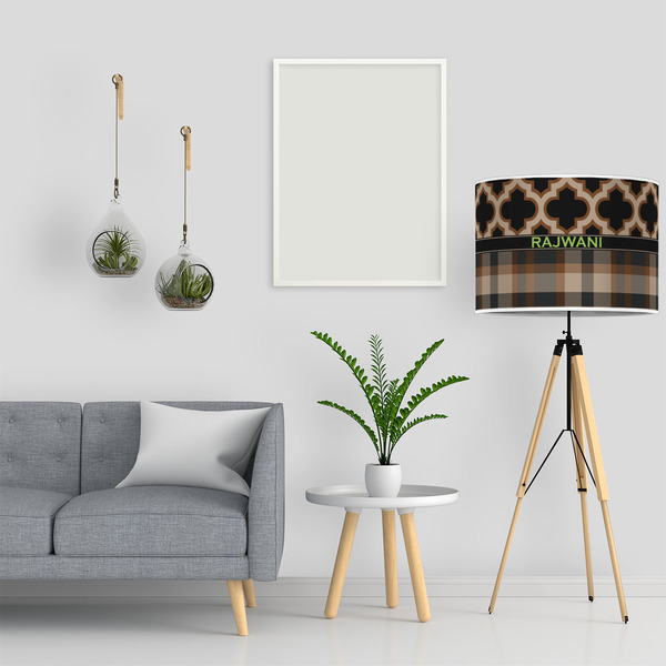 Moroccan & Plaid 16" Drum Lampshade - LIFESTYLE