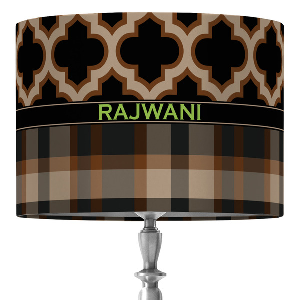 Custom Moroccan & Plaid 16" Drum Lamp Shade - Fabric (Personalized)