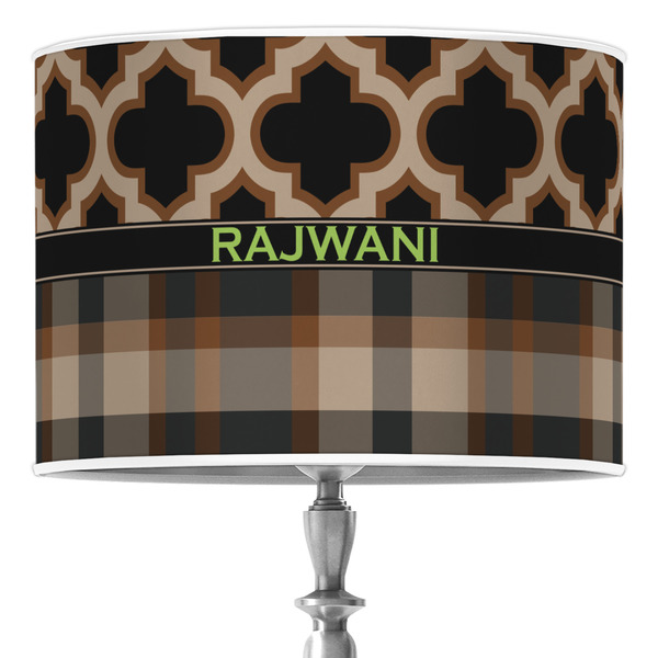 Custom Moroccan & Plaid 16" Drum Lamp Shade - Poly-film (Personalized)