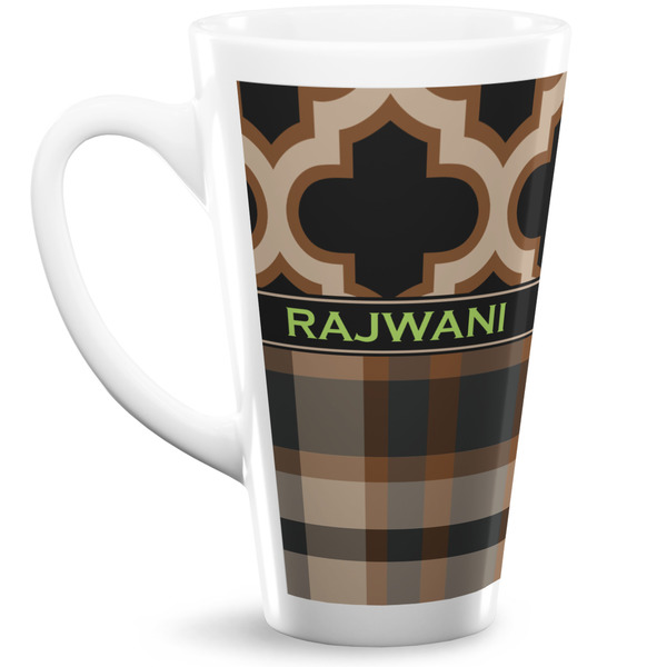 Custom Moroccan & Plaid 16 Oz Latte Mug (Personalized)