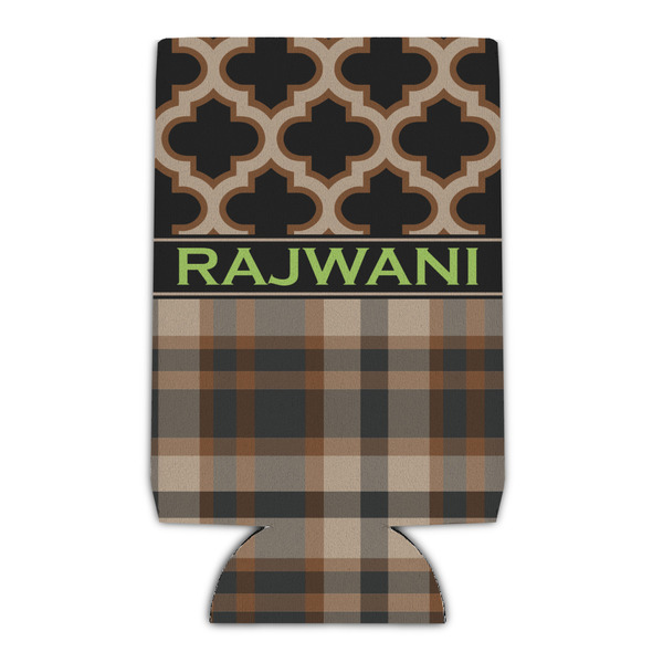 Custom Moroccan & Plaid Can Cooler (16 oz) (Personalized)