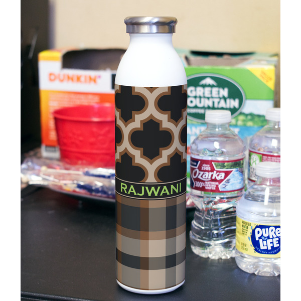 Moroccan & Plaid 20oz Water Bottles - Full Print - In Context
