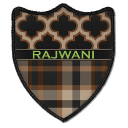 Moroccan & Plaid Iron On Shield Patch B w/ Name or Text