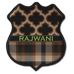 Moroccan & Plaid Iron On Shield Patch C w/ Name or Text