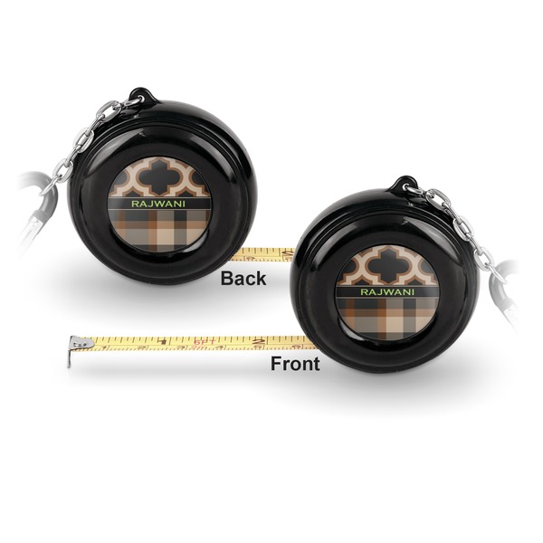 Moroccan & Plaid 6-Ft Pocket Tape Measure with Carabiner Hook - Front and Back