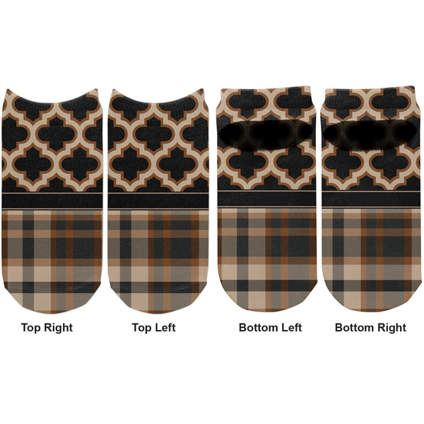 Moroccan & Plaid Adult Ankle Socks - Double Pair - Front and Back - Apvl