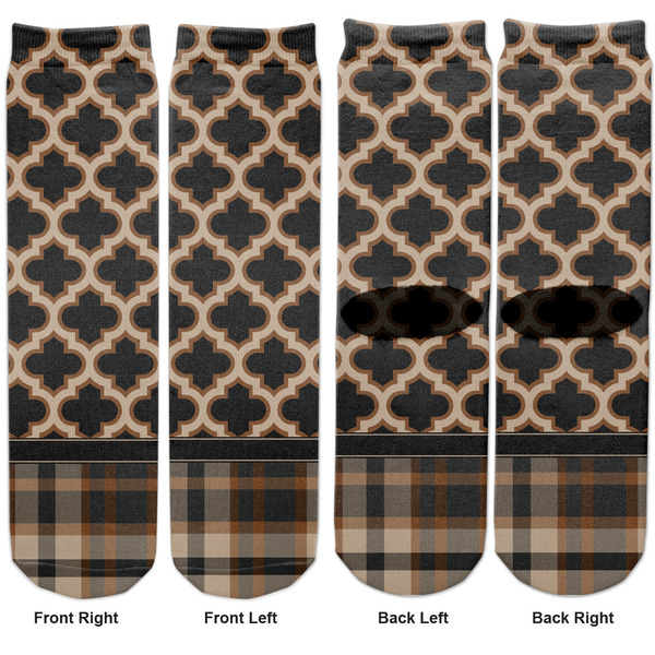 Moroccan & Plaid Adult Crew Socks - Double Pair - Front and Back - Apvl