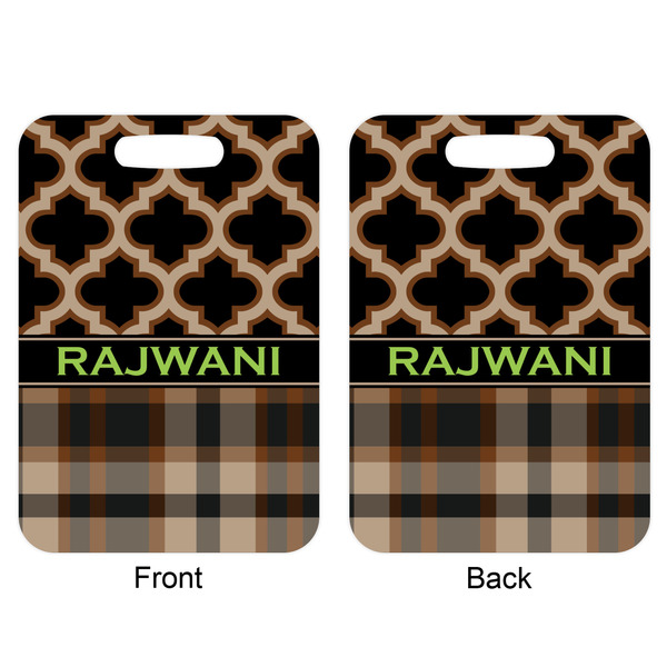 Moroccan & Plaid Aluminum Luggage Tag (Front + Back)