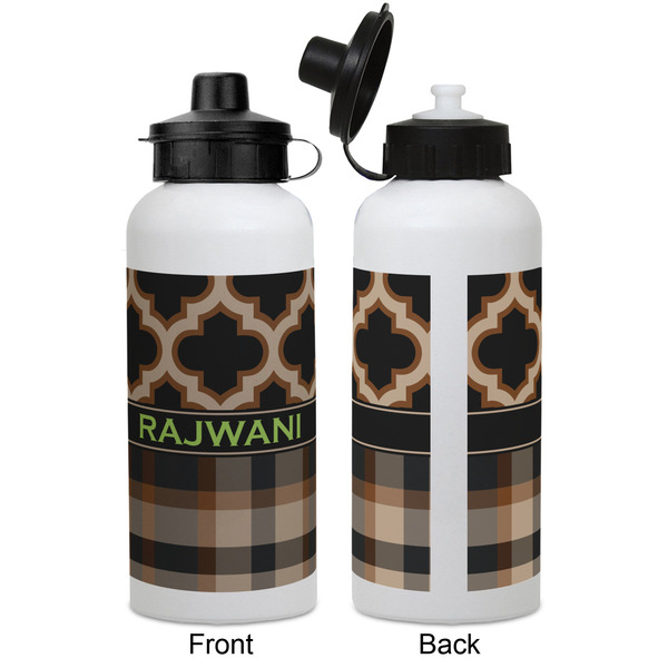 Moroccan & Plaid Aluminum Water Bottle - White APPROVAL