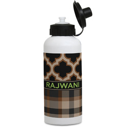 Moroccan & Plaid Water Bottles - Aluminum - 20 oz - White (Personalized)