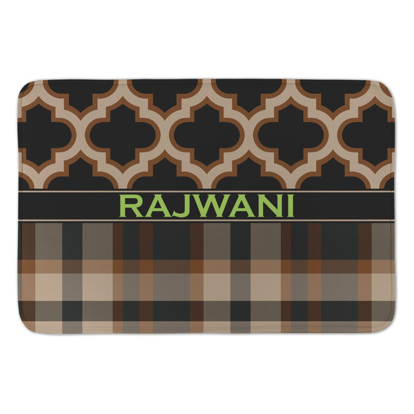 Custom Moroccan & Plaid Anti-Fatigue Kitchen Mat (Personalized)