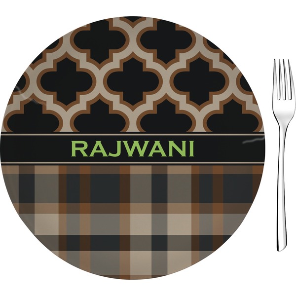 Custom Moroccan & Plaid 8" Glass Appetizer / Dessert Plates - Single or Set (Personalized)