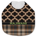 Moroccan & Plaid Jersey Knit Baby Bib w/ Name or Text