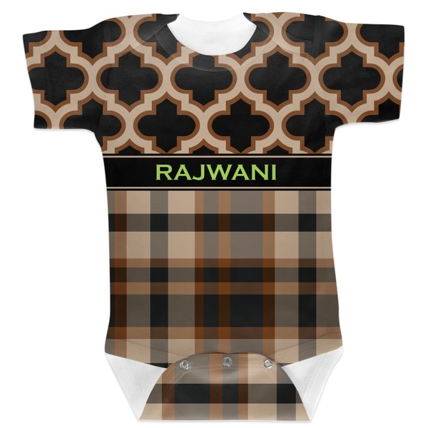 Custom Moroccan & Plaid Baby Bodysuit 6-12 (Personalized)