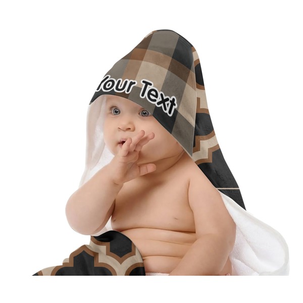 Moroccan & Plaid Baby Hooded Towel on Child