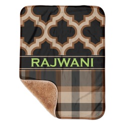 Moroccan & Plaid Sherpa Baby Blanket - 30" x 40" w/ Name or Text