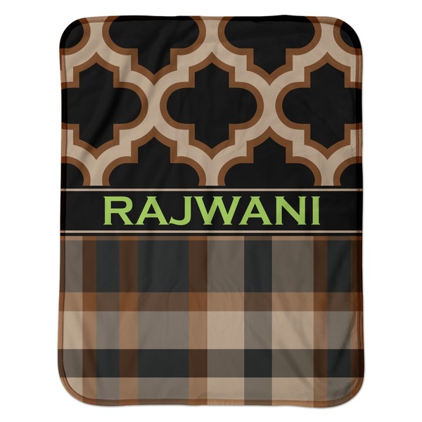 Moroccan & Plaid Baby Sherpa Blanket - Flat