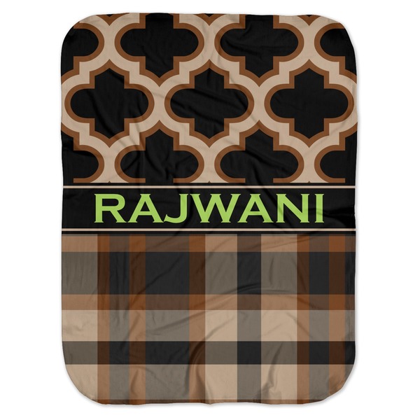 Custom Moroccan & Plaid Baby Swaddling Blanket (Personalized)