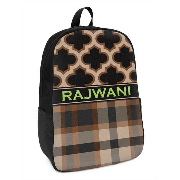 Custom Moroccan & Plaid Kids Backpack (Personalized)